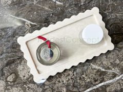 Bej Mermer Kenar Detaylı Tabak Tepsi 15x30cm