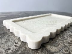Bej Mermer Kenar Detaylı Tabak Tepsi 15x30cm
