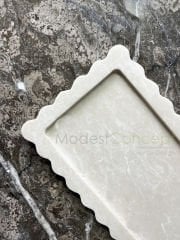Bej Mermer Kenar Detaylı Tabak Tepsi 15x30cm
