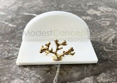 Beyaz Yarım Daire Peçetelik Gold Mercan