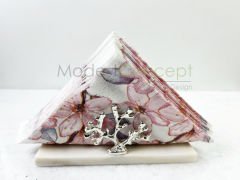 Beyaz Yarım Daire Peçetelik Gümüş Mercan