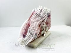 Beyaz Yarım Daire Peçetelik Gümüş Mercan