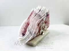 Beyaz Yarım Daire Peçetelik Gümüş Mercan