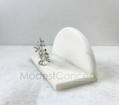 Beyaz Yarım Daire Peçetelik Gümüş Mercan