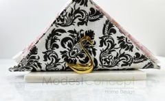 Beyaz Yarım Daire Peçetelik Gold Kuğu