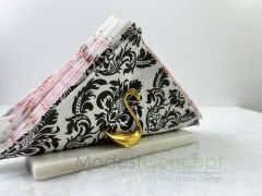 Beyaz Yarım Daire Peçetelik Gold Kuğu