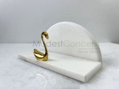 Beyaz Yarım Daire Peçetelik Gold Kuğu