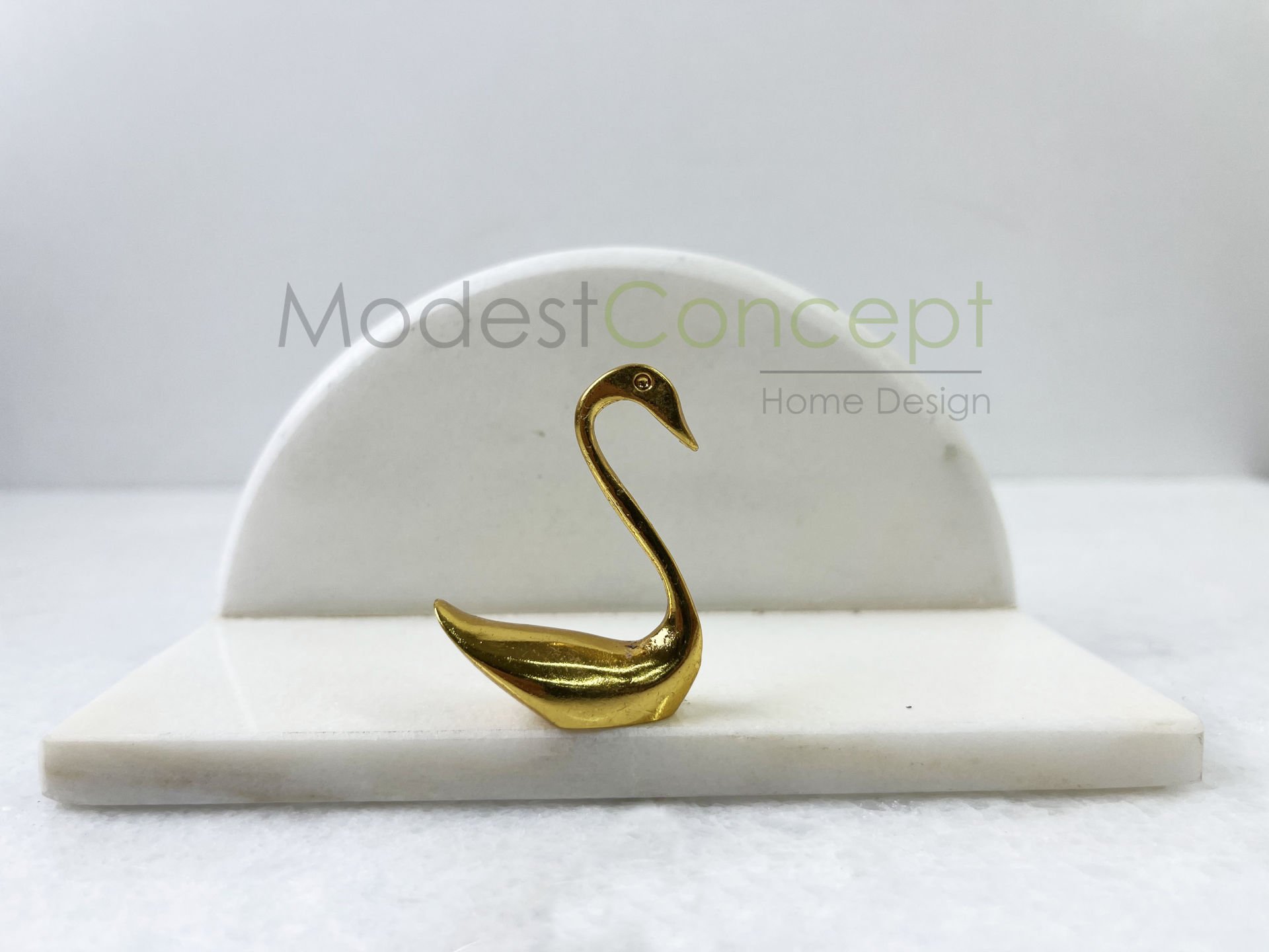 Beyaz Yarım Daire Peçetelik Gold Kuğu