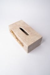 Traverten Mendil Kutusu Gold Zeytin Dalı Objeli