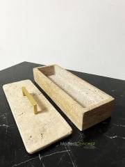 Traverten Mermer Organizer, Mermer Düzenleyici & Kapaklı Kutu, Mermer Kutu Mermer Takı Kutusu