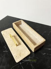 Traverten Mermer Organizer, Mermer Düzenleyici & Kapaklı Kutu, Mermer Kutu Mermer Takı Kutusu