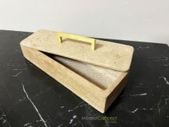 Traverten Mermer Organizer, Mermer Düzenleyici & Kapaklı Kutu, Mermer Kutu Mermer Takı Kutusu