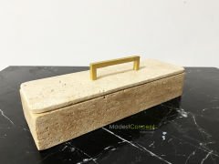 Traverten Mermer Organizer, Mermer Düzenleyici & Kapaklı Kutu, Mermer Kutu Mermer Takı Kutusu