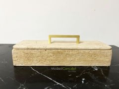 Traverten Mermer Organizer, Mermer Düzenleyici & Kapaklı Kutu, Mermer Kutu Mermer Takı Kutusu