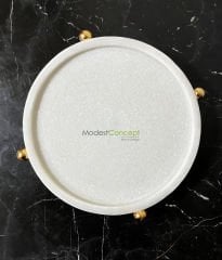 Doğal Mermer Yuvarlak Tepsi, Mermer Düzenleyici, Yuvarlak Düzenleyici Top Ayak Detaylı