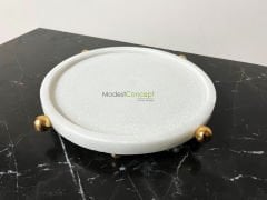 Doğal Mermer Yuvarlak Tepsi, Mermer Düzenleyici, Yuvarlak Düzenleyici Top Ayak Detaylı