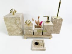Traverten 7li  Banyo Seti Gold Mercan