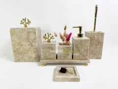 Traverten 7li  Banyo Seti Gold Mercan