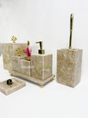 Traverten 7li  Banyo Seti Gold Mercan