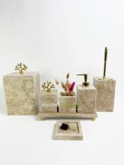 Traverten 7li  Banyo Seti Gold Mercan