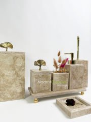 Traverten 7li  Banyo Seti Gold Gingko