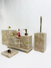 Traverten 7li  Banyo Seti Gold Gingko