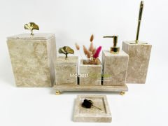 Traverten 7li  Banyo Seti Gold Gingko
