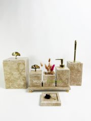 Traverten 7li  Banyo Seti Gold Gingko