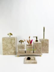 Traverten 7li  Banyo Seti Gold Gingko