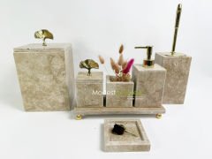 Traverten 7li  Banyo Seti Gold Gingko