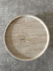 Traverten Yuvarlak Tepsi, Traverten Yuvarlak Sunum Mermer Top Ayaklı 28cm