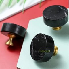 Doğal Siyah Mermer Çekmece / Dolap Kulp'u 2 ADET