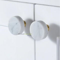 Beyaz  Mermer Çekmece / Dolap Kulp'u 2 ADET