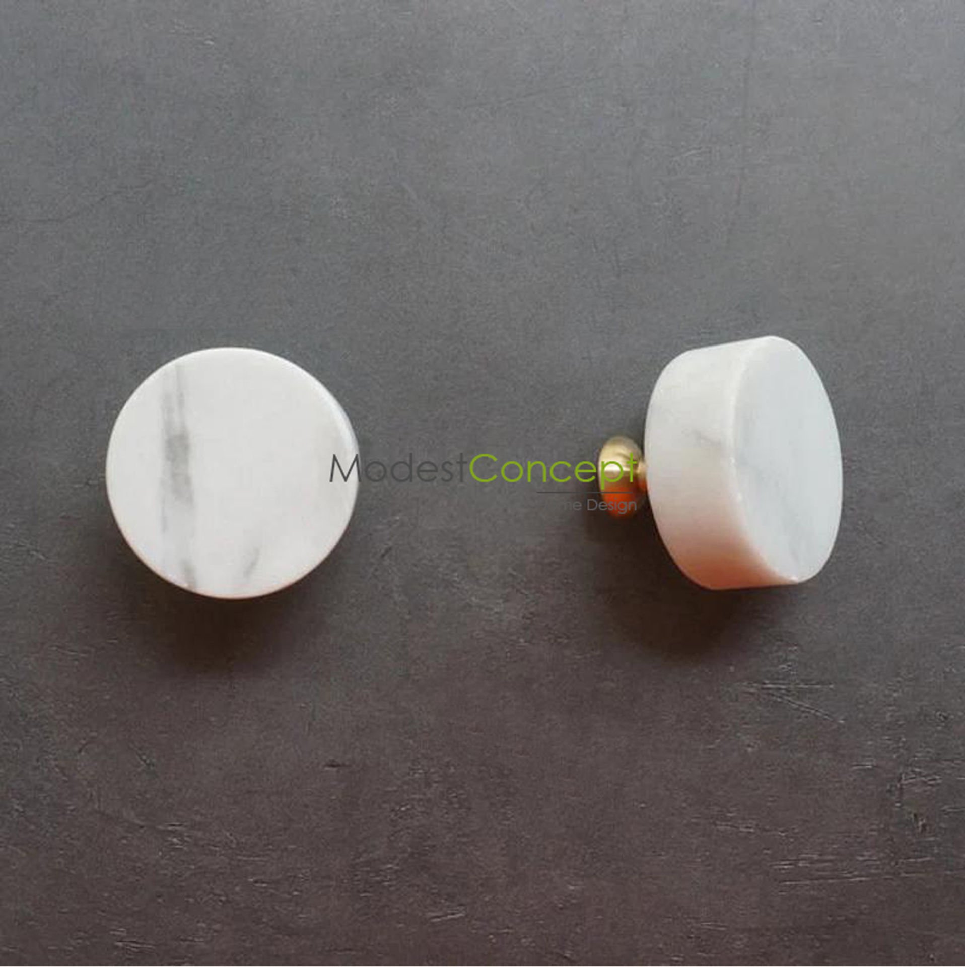 Beyaz  Mermer Çekmece / Dolap Kulp'u 2 ADET