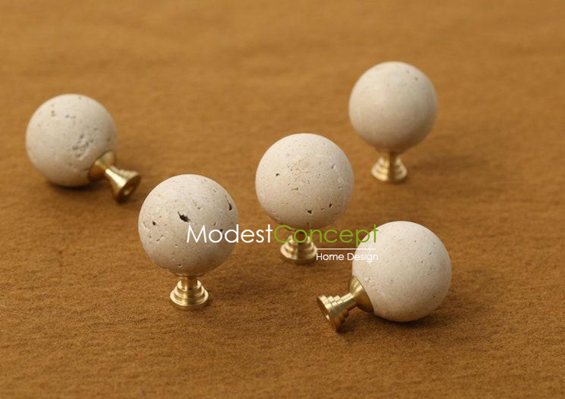 Traverten Mermer Çekmece / Dolap Kulp'u 2 ADET Top kulp