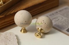 Traverten Mermer Çekmece / Dolap Kulp'u 2 ADET Top kulp