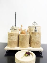 Traverten 7li  Banyo Seti Gümüş Mercan