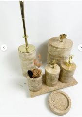 Traverten 7li  Banyo Seti Gold Gingko