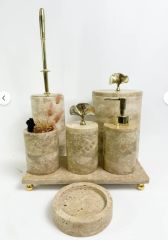 Traverten 7li  Banyo Seti Gold Gingko
