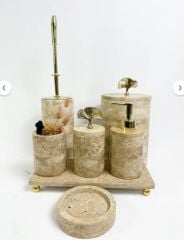 Traverten 7li  Banyo Seti Gold Gingko