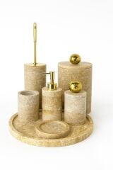 Traverten 7li  Banyo Gold Büyük Top