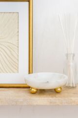 Beyaz mermer kase gold top ayak