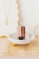 Beyaz mermer kase gold top ayak