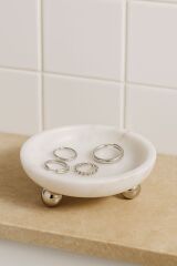 Beyaz mermer kase gümüş top ayak