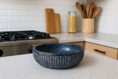 Doğal taş özel tasarım gri mermer kase