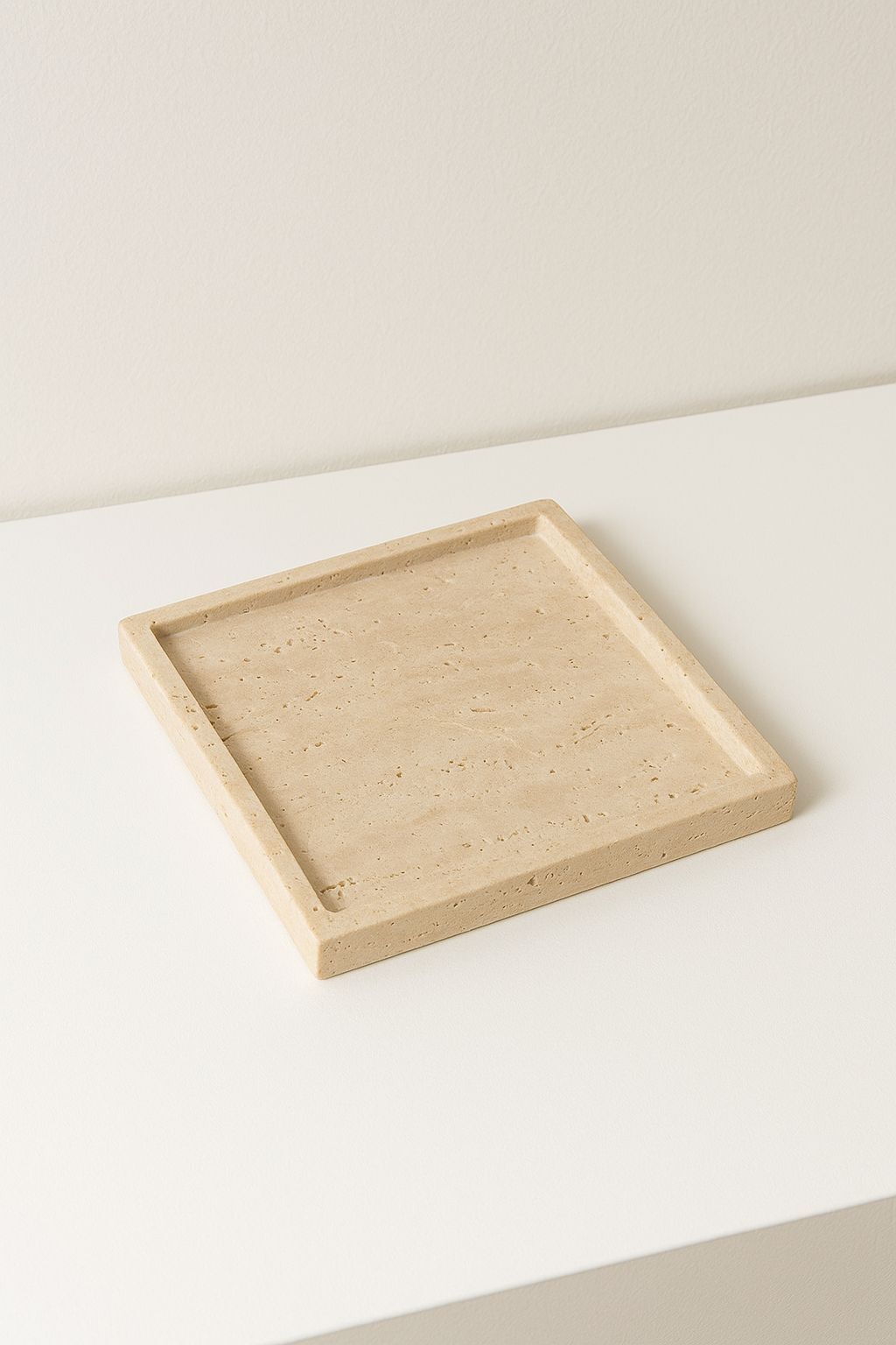 Doğal traverten mermer tepsi, banyo düzenleyici, sunum tabağı kare organizer