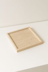 Doğal traverten mermer tepsi, banyo düzenleyici, sunum tabağı kare organizer