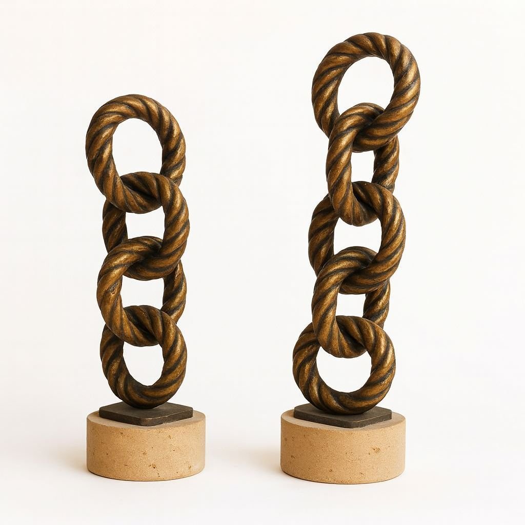 Dekoratif zincir halkalı heykel seti