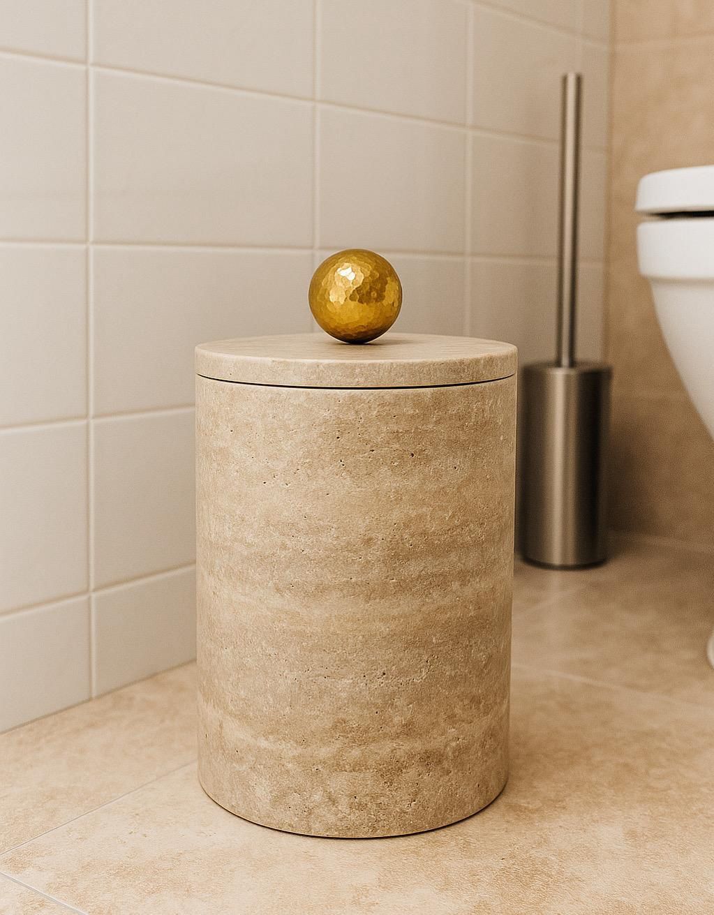 Doğal traverten banyo çöp kovası