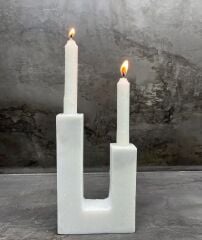 İkili modern mermer mumluk